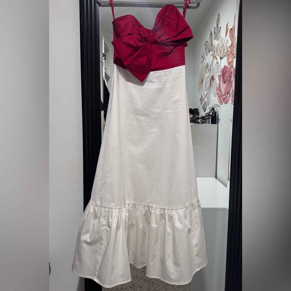 Anthropologie Burgundy and Cream Maxi Dress